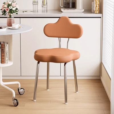 Contemporary Nordic Flower Shape Leather Metal Swivel Dining Chair Backrest For Living Room