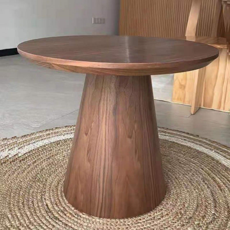 Contemporary Nordic Round Cone Column Base Wood Coffee Table For Living Room