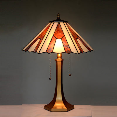 Traditional Tiffany Cylinder Umbrella Zinc Alloy Glass 1-Light Table Lamp For Bedroom