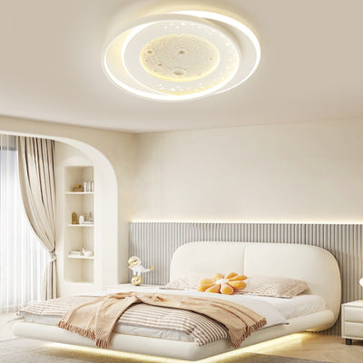 Contemporary Nordic Iron Acrylic Planet Moon Round Triangle LED Flush Mount Ceiling Light For Bedroom