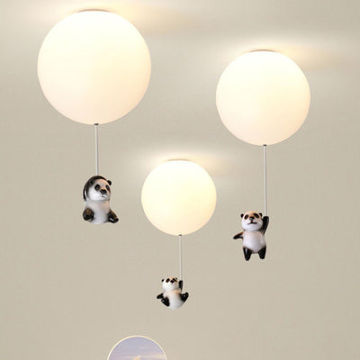 Modern Minimalist Bear Balloon PE Resin 1/3 Light Flush Mount Ceiling Light For Bedroom