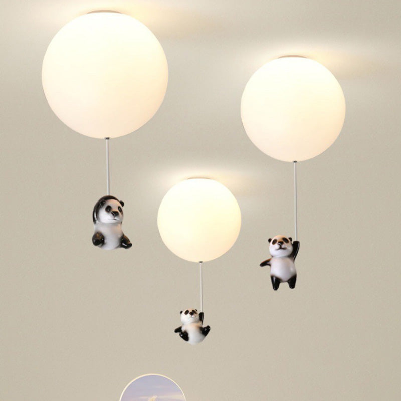 Modern Minimalist Bear Balloon PE Resin 1/3 Light Flush Mount Ceiling Light For Bedroom