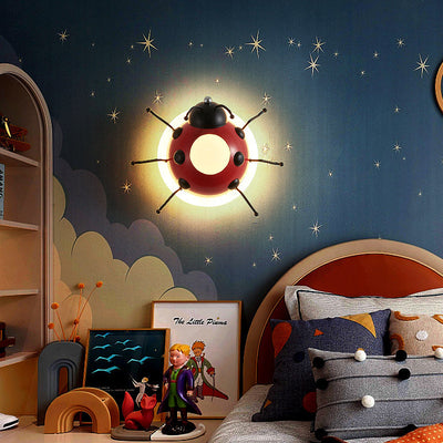 Contemporary Creative Cartoon Beetle Acrylic LED Kids Wall Sconce Lamp For Bedroom