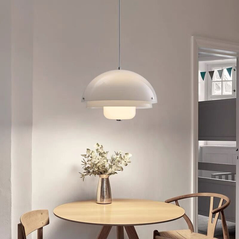 Contemporary Nordic Round Dome Iron Glass Acrylic 1-Light Pendant Light For Living Room