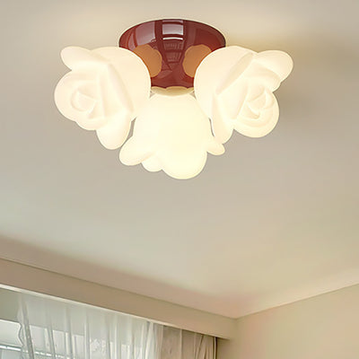 Contemporary Creative Rose Orb PE Iron LED Flush Mount Ceiling Light For Living Room