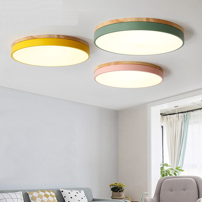 Plafonnier LED encastré en fer acrylique, moderne et minimaliste, Macaron rond, pour chambre à coucher 
