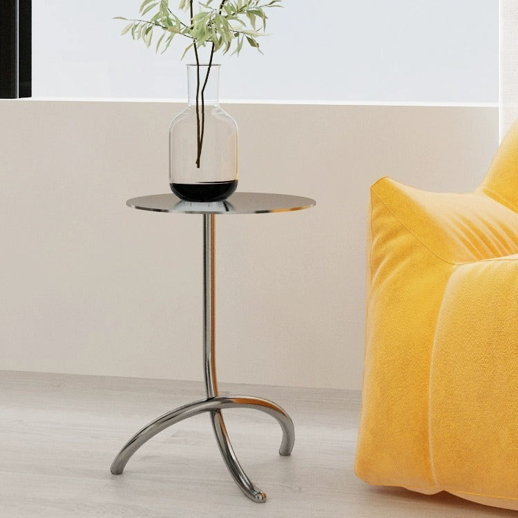 Modern Minimalist Round J-Shaped Stainless Steel Coffee Table For Living Room