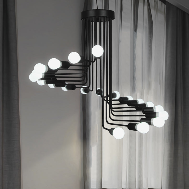 Contemporary Retro Iron Metal Helical 16/26 Light Chandelier For Entryway