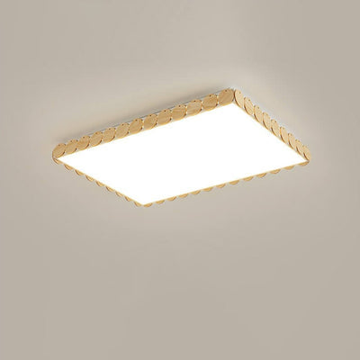 Modern Minimalist Wooden Round Edge Acrylic LED Flush Mount Ceiling Light