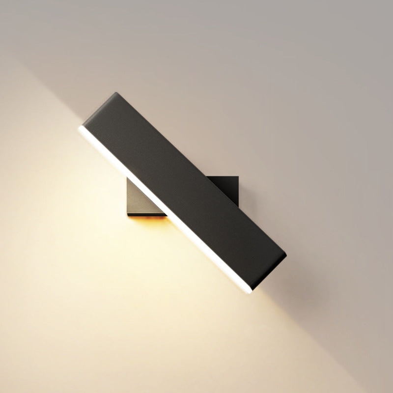 Modern Minimalist Rectangular Bar Aluminum Acrylic Rotatable LED Wall Sconce Lamp For Living Room