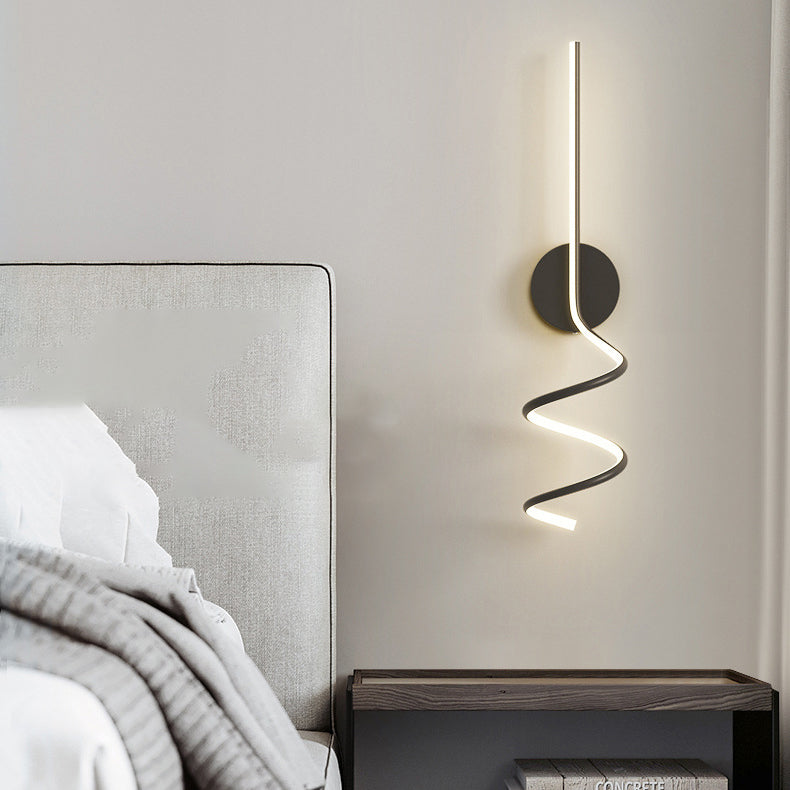 Modern Minimalist Spiral Aluminum Iron LED Wall Sconce Lamp For Bedroom