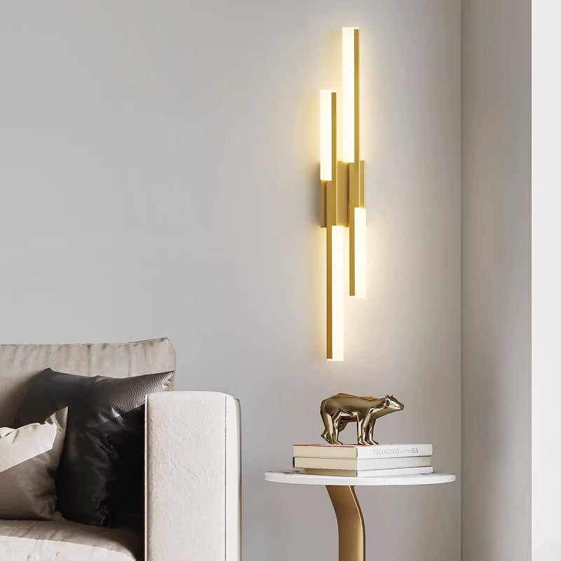 Modern Minimalist Vertical Bar Acrylic Iron LED Wall Sconce Lamp For Living Room