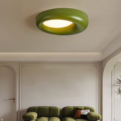 Modern Minimalist Hollow Round Acrylic Fiberglass LED Flush Mount Ceiling Light For Living Room