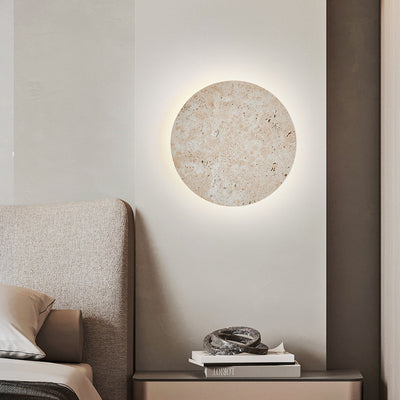 Traditional Japanese Acrylic Cave Stone Round LED Wall Sconce Lamp For Hallway