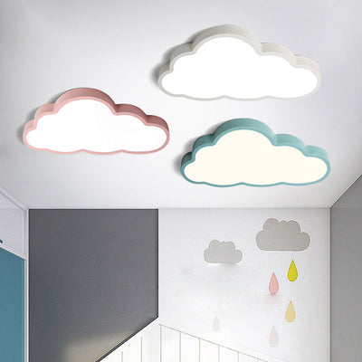 Contemporary Scandinavian Macaron Cartoon Iron PVC Cloud Shade LED Flush Mount Ceiling Light For Living Room