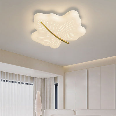 Modern Minimalist Maple Leaf Iron Acrylic LED Flush Mount Ceiling Light For Bedroom
