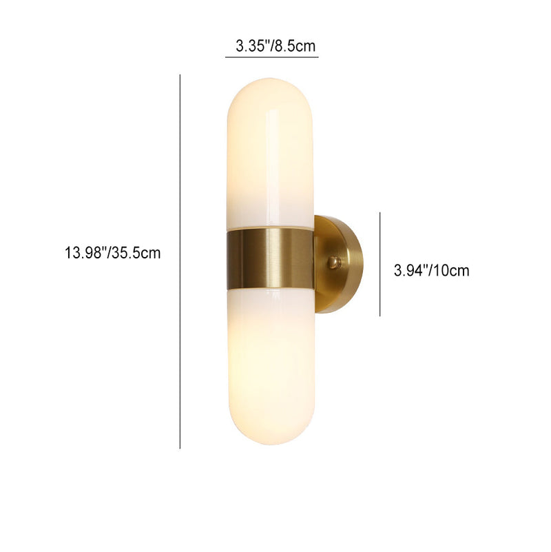 Modern Minimalist Capsule Iron Glass 2-Light Wall Sconce Lamp For Bedroom