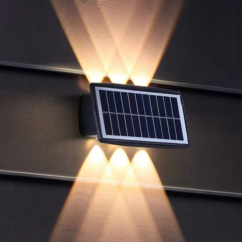 Modern Minimalist Solar Waterproof Rectangle ABS LED Outdoor Wall Sconce Lamp For Garden