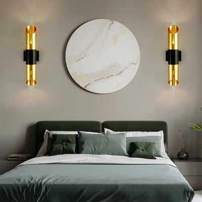 Modern Luxury Cylinder Iron 2-Light Wall Sconce Lamp For Bedroom