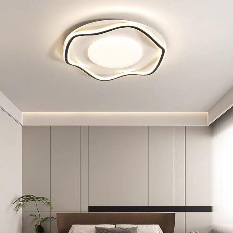 Modern Minimalist Wave Round Square Hardware Acrylic LED Flush Mount Ceiling Light For Bedroom