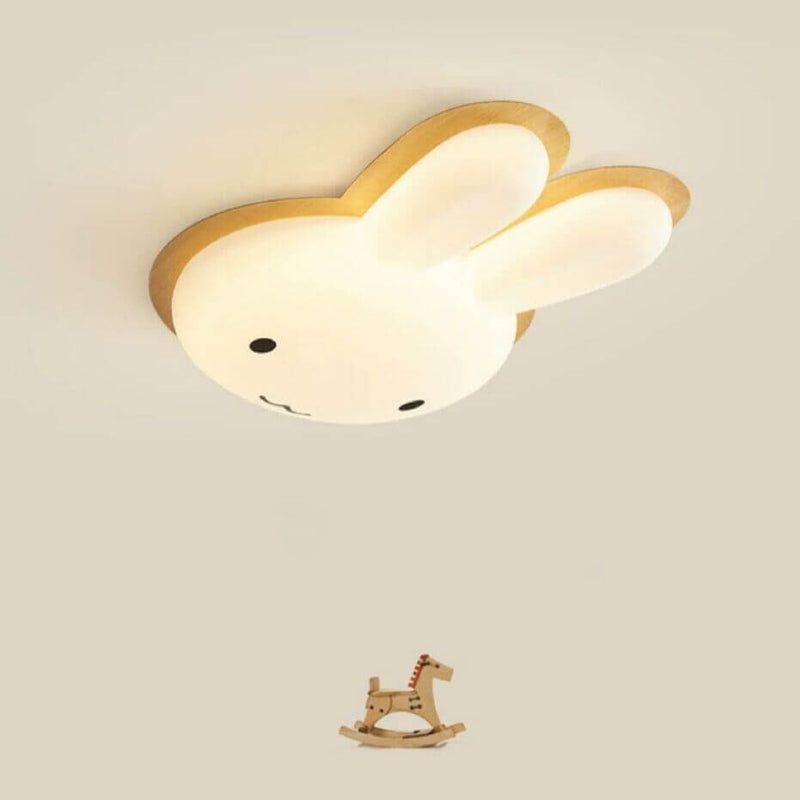 Modern Funny Bunny Kids Iron Acrylic LED Flush Mount Light