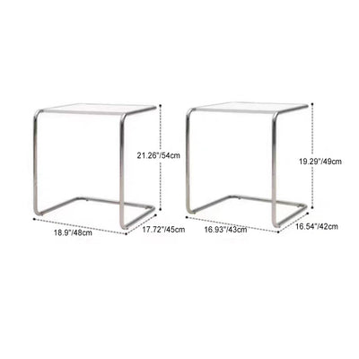 Modern Minimalist Rectangle C-Shape Density Plate Stainless Steel End Table For Living Room