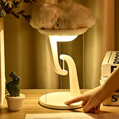 Contemporary Creative Round Suspended Plastic LED Table Lamp For Bedroom