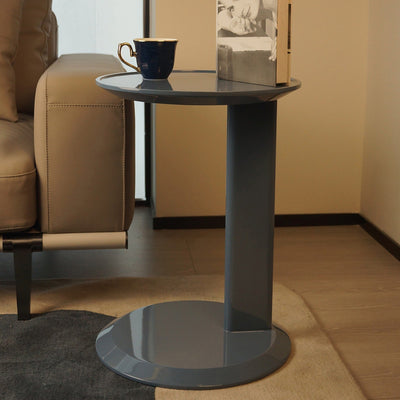 Modern Minimalist Round Density Board End Table 1-Tier For Living Room