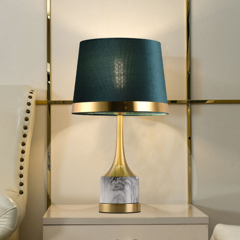 Modern Luxury Green Fabric Cover Iron Base 1-Light Table Lamp For Home Office