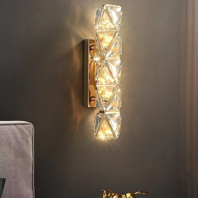 Modern Light Luxury Gold Crystal Diamond Texture Hardware LED Wall Sconce Lamp