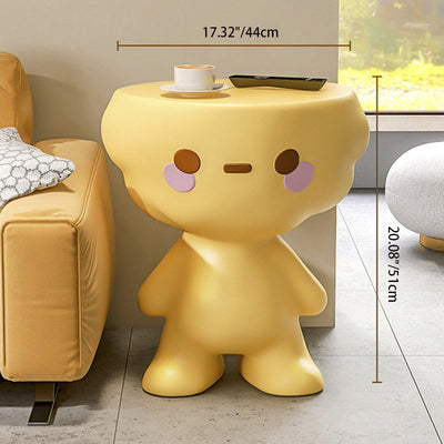 Modern Art Deco Kids Round Cartoon Character Resin End Table For Living Room