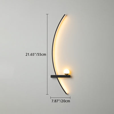 Modern Minimalist Curved Long Rectangular Spherical Iron Silicone LED Wall Sconce Lamp For Bedroom