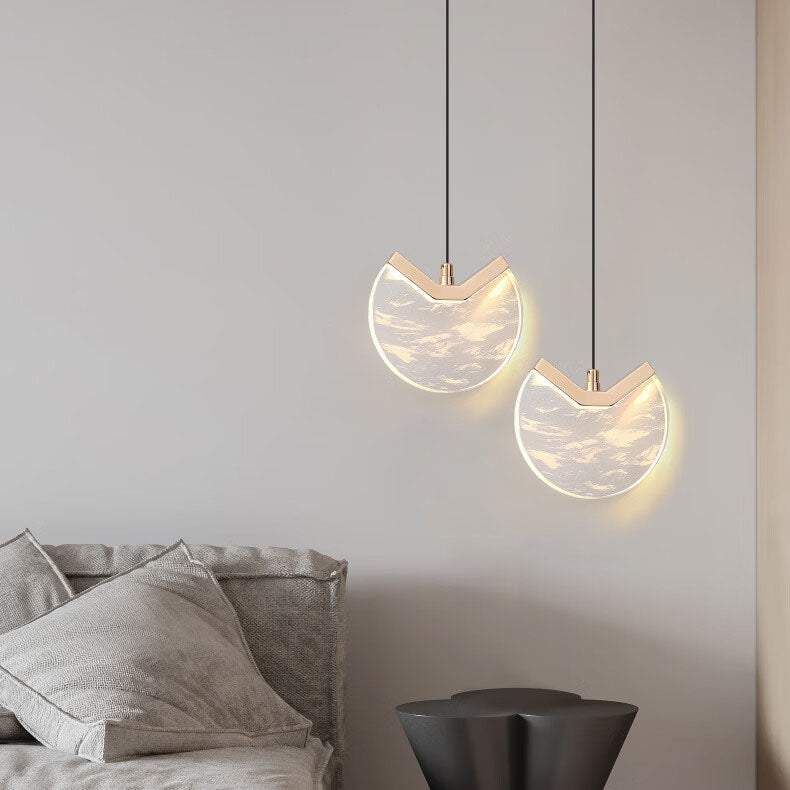 Modern Minimalist Round Hardware Crystal LED Pendant Light For Bedroom