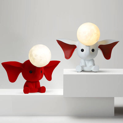 Creative Cartoon Elephant Moon Resin 1-Light Table Lamp