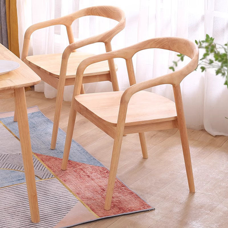 Modern Minimalist Arched Curve Frame Solid Wood Linen Dining Chair Backrest Armrest For Dining Room