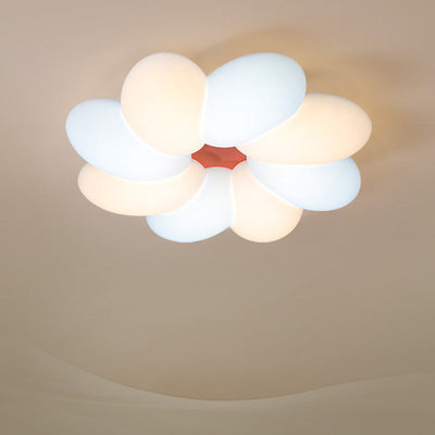 Contemporary Creative Cream Acrylic Petal Shape LED Flush Mount Ceiling Light For Bedroom