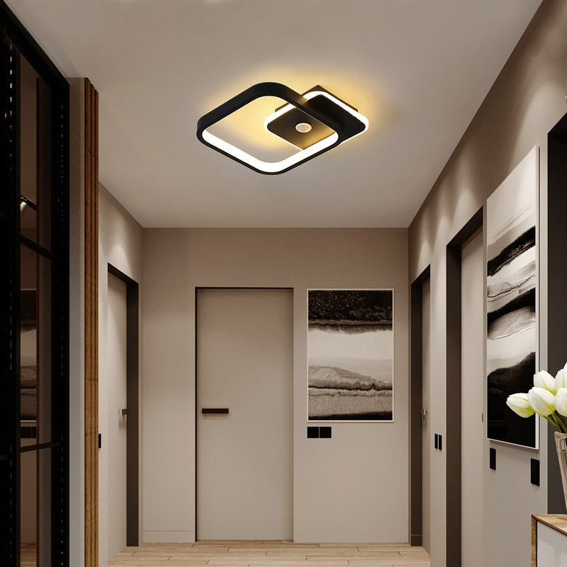 Modern Minimalist Square Aluminum Iron LED Flush Mount Ceiling Light For Living Room