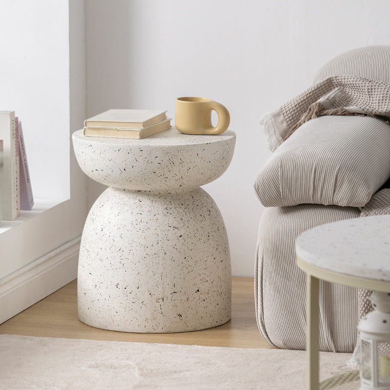 Contemporary Nordic Round Cylinder Magnesium Oxide End Table For Bedroom