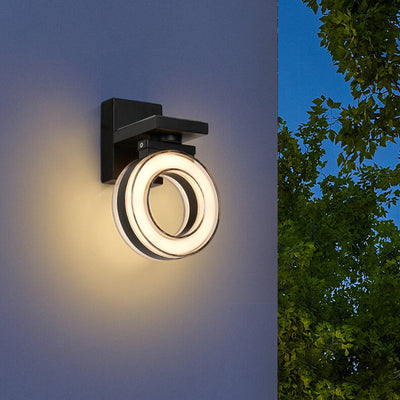 Outdoor Simple Round Geometric Aluminum Acrylic Waterproof LED Wall Sconce Lamp