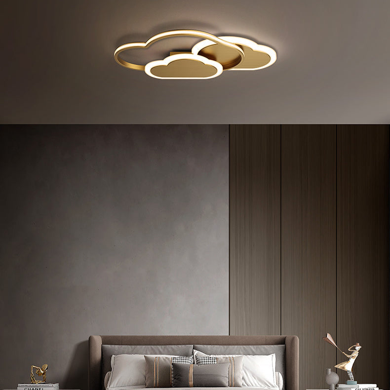 Modern Minimalist Cloud All Copper Acrylic LED Flush Mount Ceiling Light For Bedroom