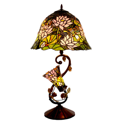 Traditional Tiffany Bouquet Iron Stained Glass Shade 3-Light Table Lamp For Bedroom