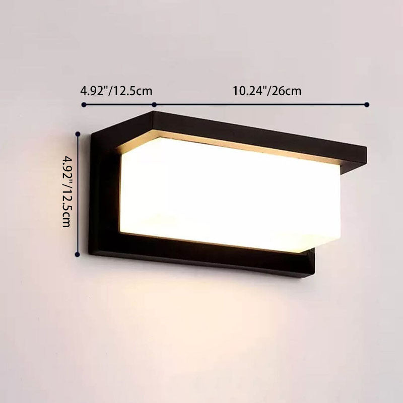 Modern Rectangular LED Sensor Outdoor Waterproof Wall Sconce Lamp