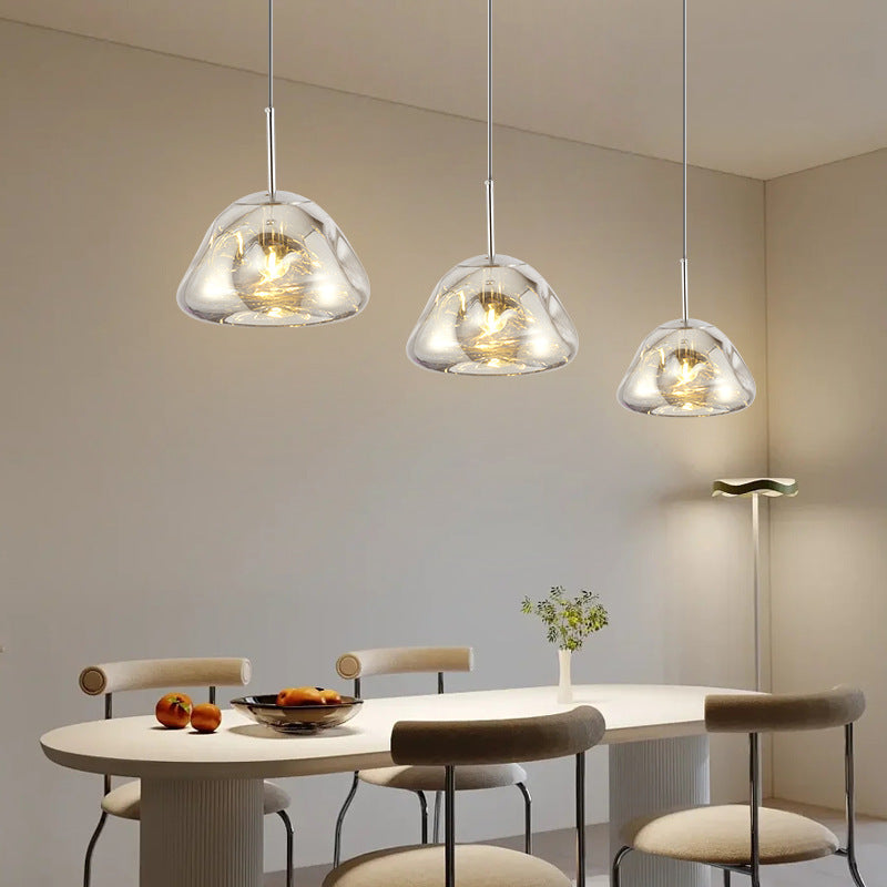 Contemporary Creative Irregular Round Acrylic PVC Metal 1-Light Pendant Light For Living Room