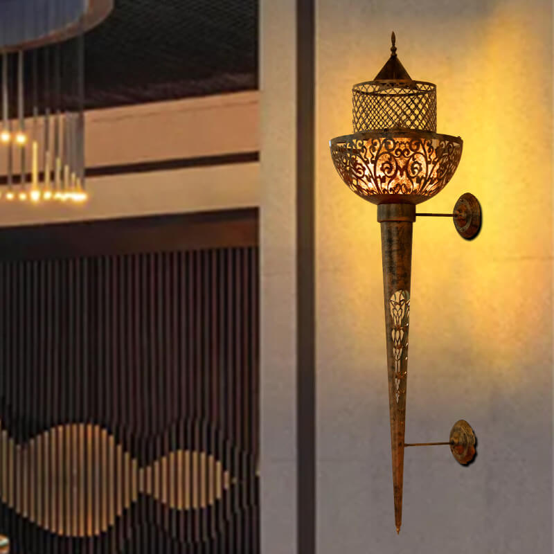 Modern Simple Ethnic Style Wrought Iron Long 4-Light Wall Sconce Lamp