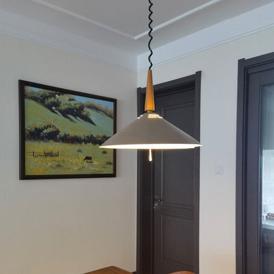 Contemporary Scandinavian Cone Funnel Iron 1-Light Pendant Light For Living Room