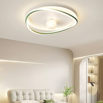 Modern Minimalist Circular Ring Iron Acrylic Aluminum LED Flush Mount Ceiling Light For Bedroom