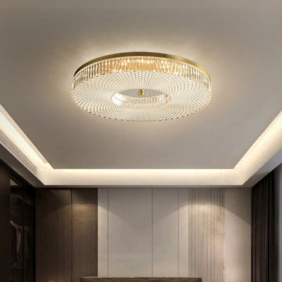 Contemporary Luxury Round Copper Acrylic LED Flush Mount Ceiling Light For Living Room