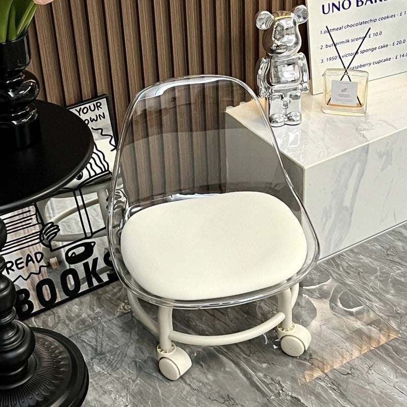 Contemporary Creative Round Acrylic Double-Pedestal Caster Swivel Footstool Backrest For Living Room