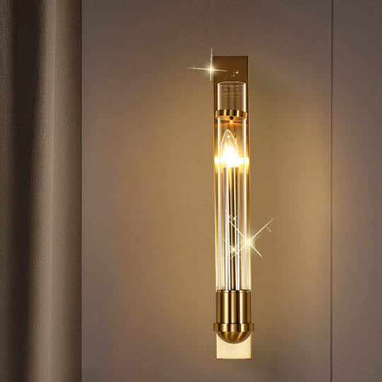 Modern Minimalist Aluminum Glass Strips 1-Light Wall Sconce Lamp For Living Room