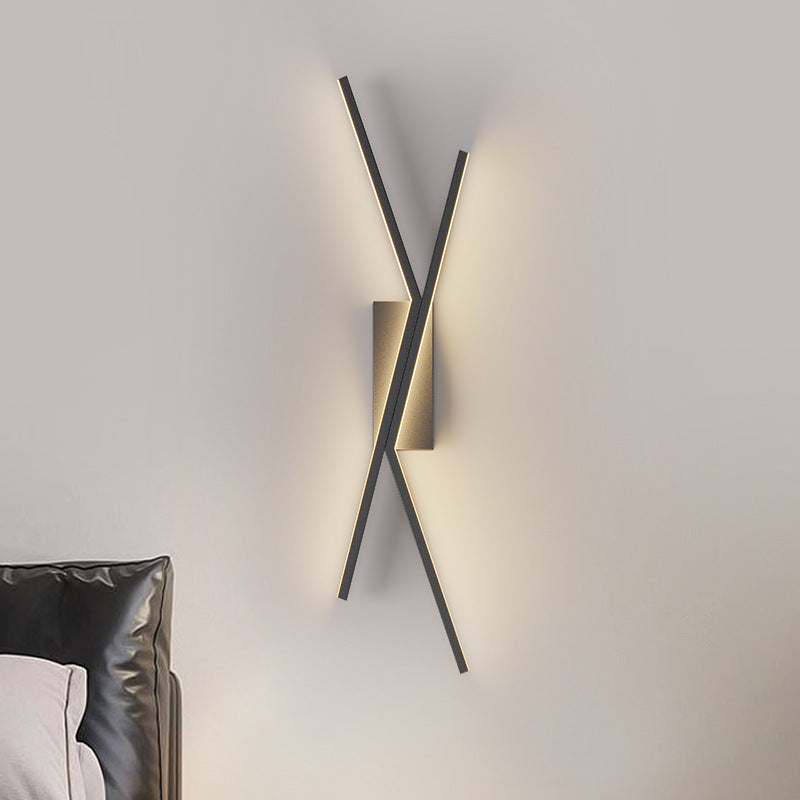 Modern Minimalist Iron Aluminum Silica Cubic Line LED Wall Sconce Lamp For Bedroom